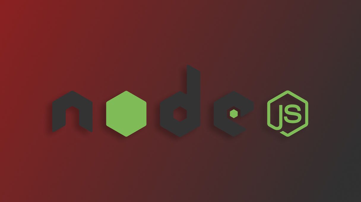 Logo of node java script with a dark red background
