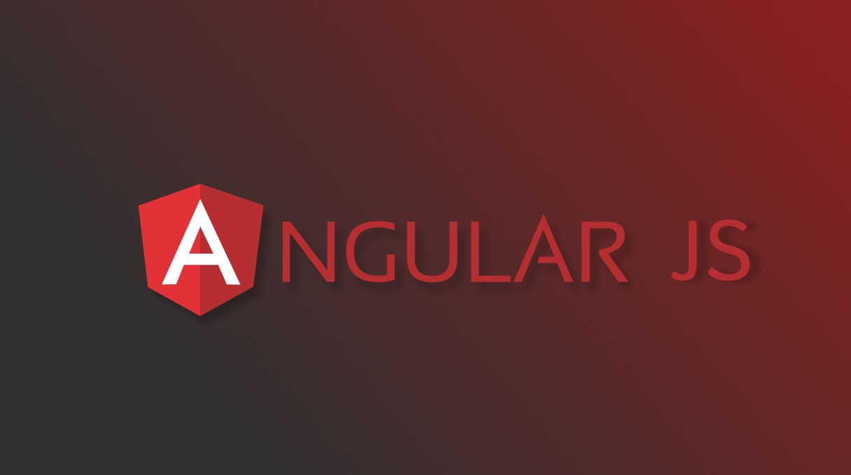 Angular java script logo with a dark red background
