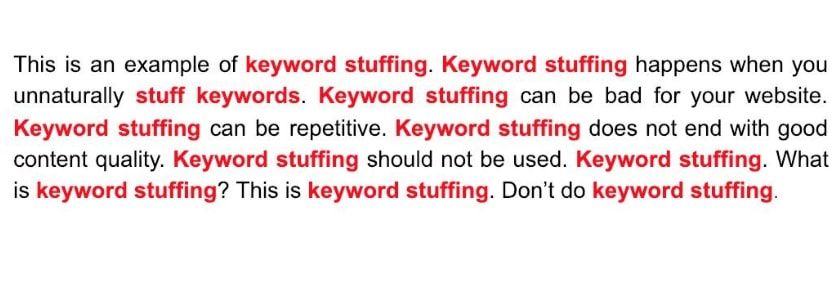 Keyword Stuffing Black Hat SEO Example